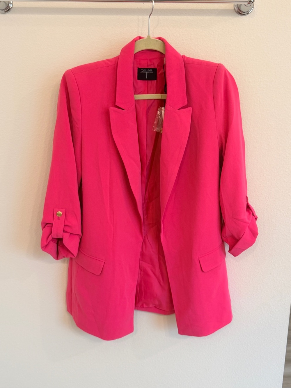 Tahari Bright Pink Open-Front Blazer